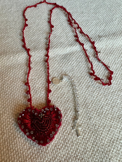 Sacred Heart Necklace with mini decade Rosary