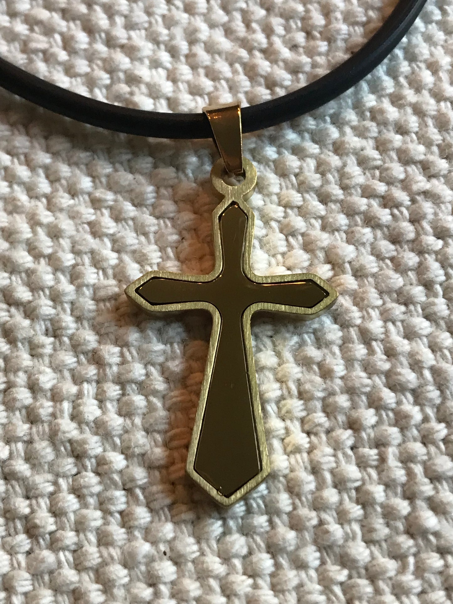 Cross Necklace on Black Cord