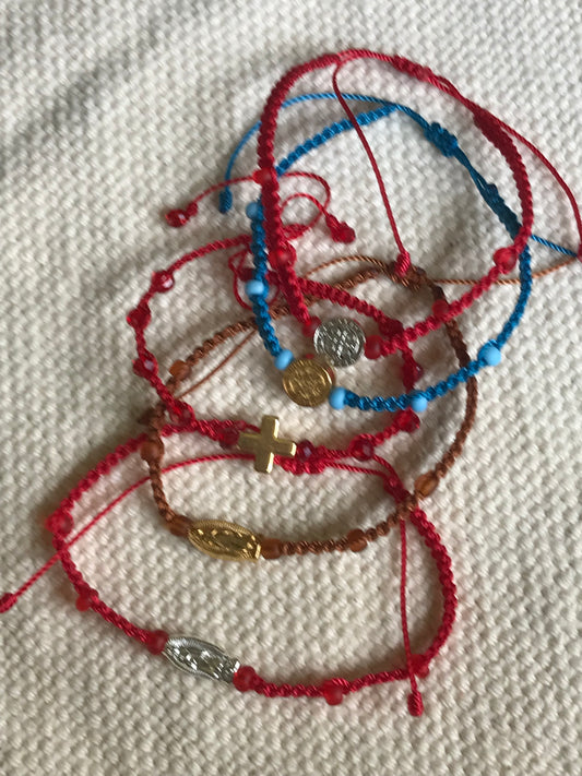 Thread Bracelet with Medal and Beads