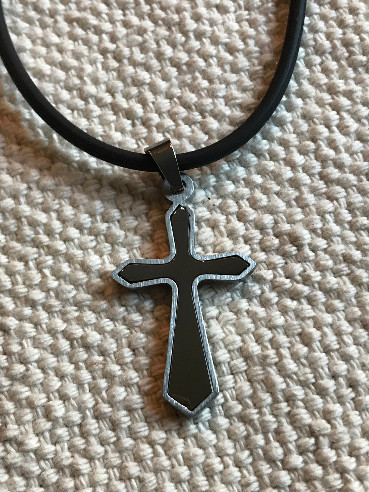 Cross Necklace on Black Cord